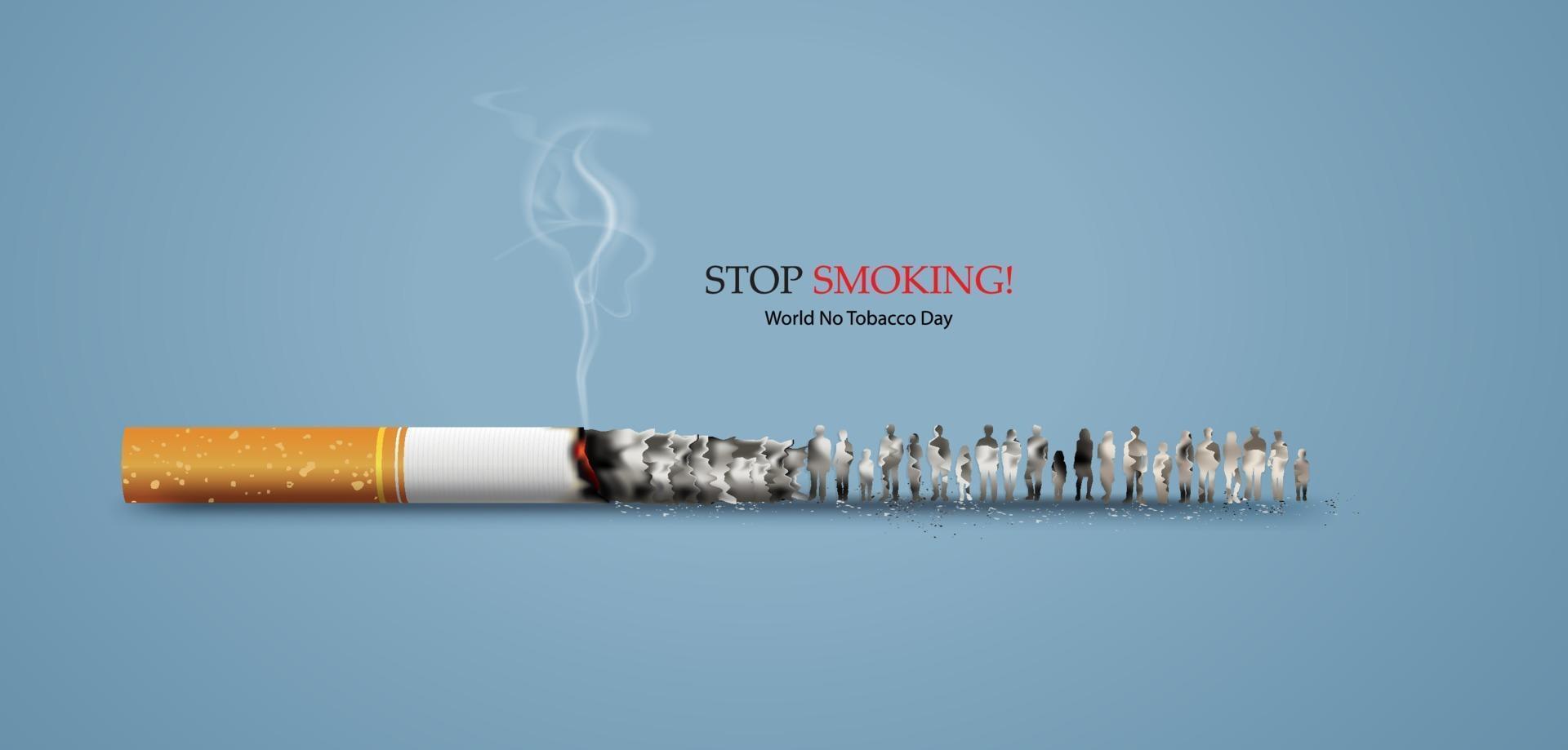 Anti-smoking graphic with burning cigarette made of individual people vector