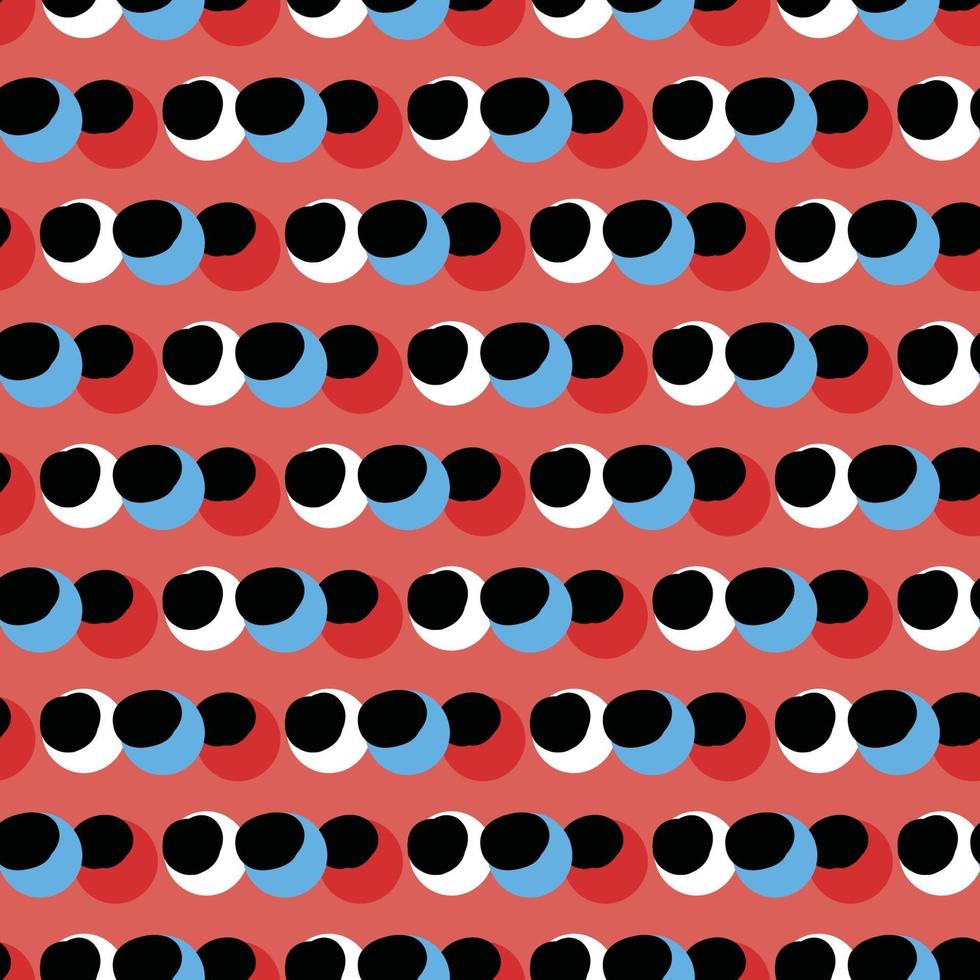 Vector seamless texture background pattern. Hand drawn, red, blue, white, black colors.