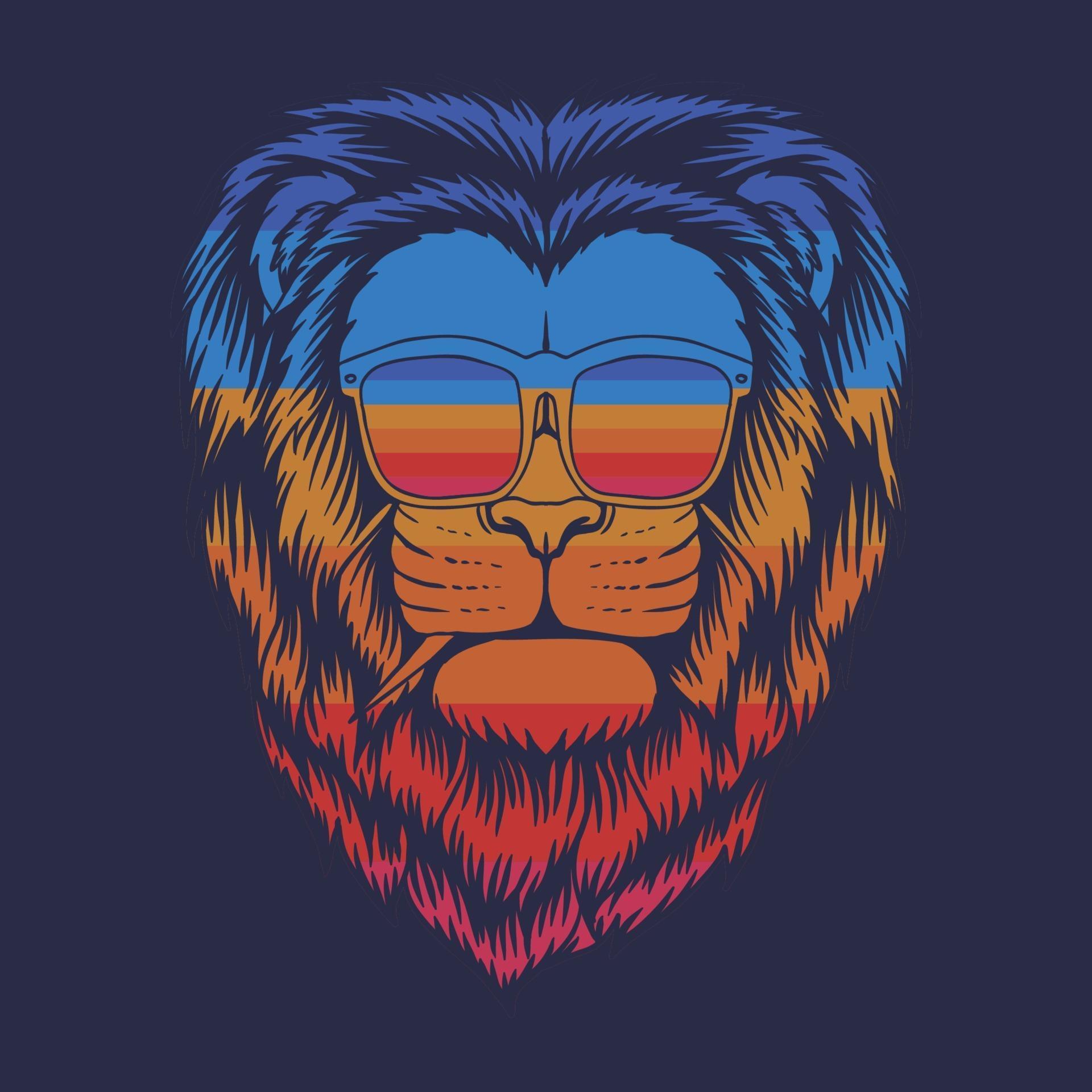 Lion head eyeglasses retro vector illustration 2077720 Vector Art at ...