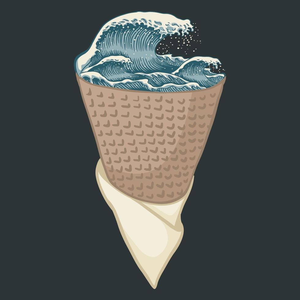 Ice cream wave sea illustration vector