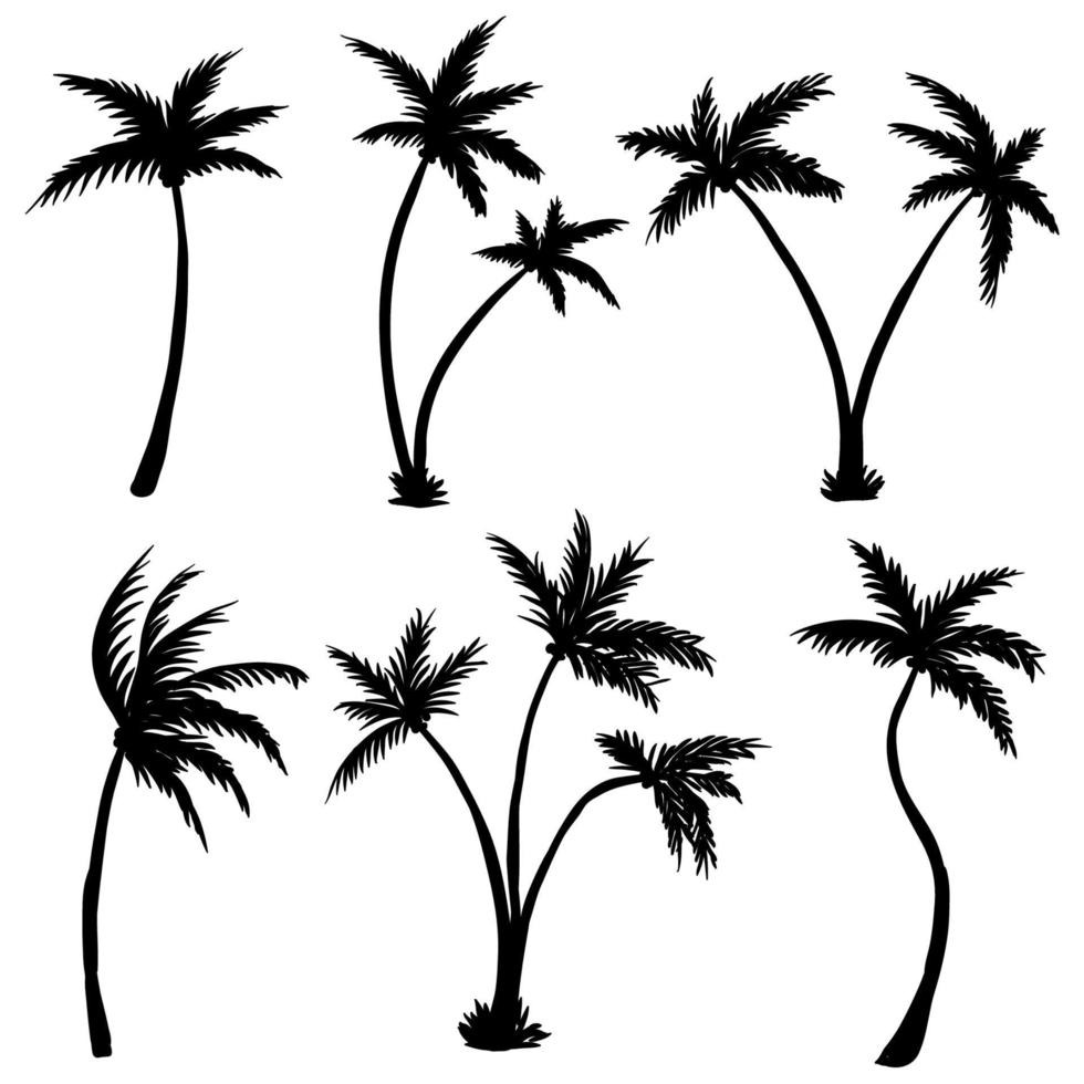 Coconut palm tree silhouette illustration vector