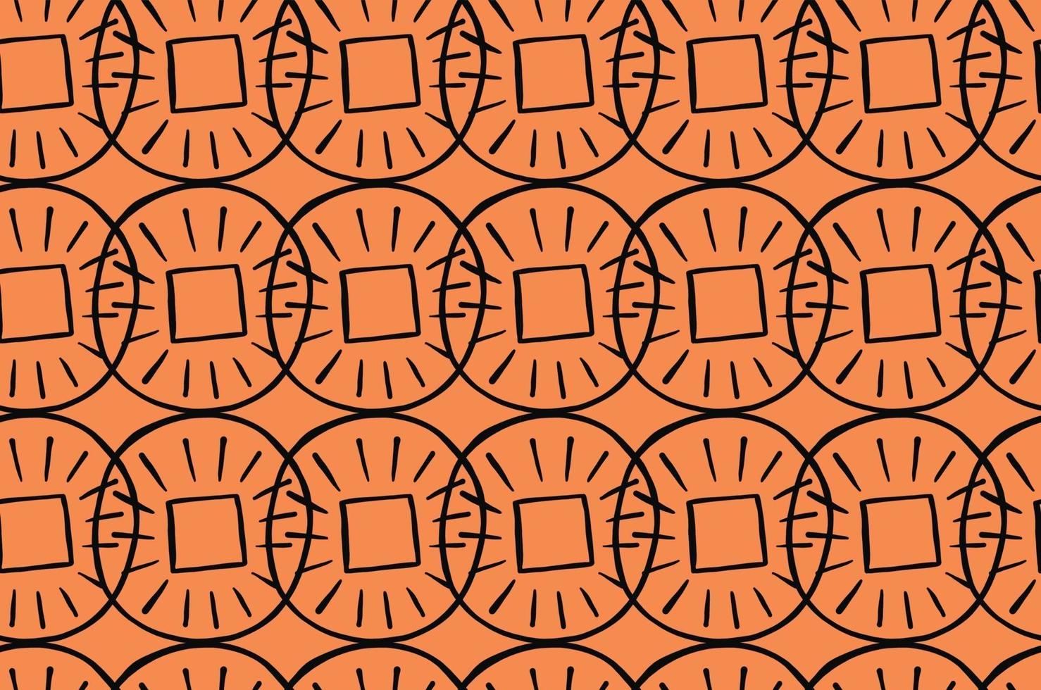 Vector texture background, seamless pattern. Hand drawn, black, orange colors.