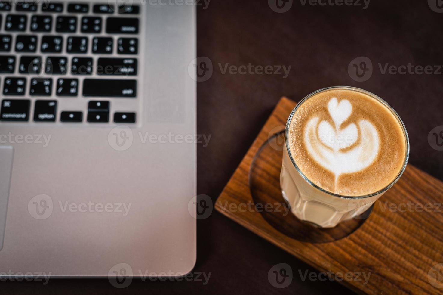 Latte on a desk top photo