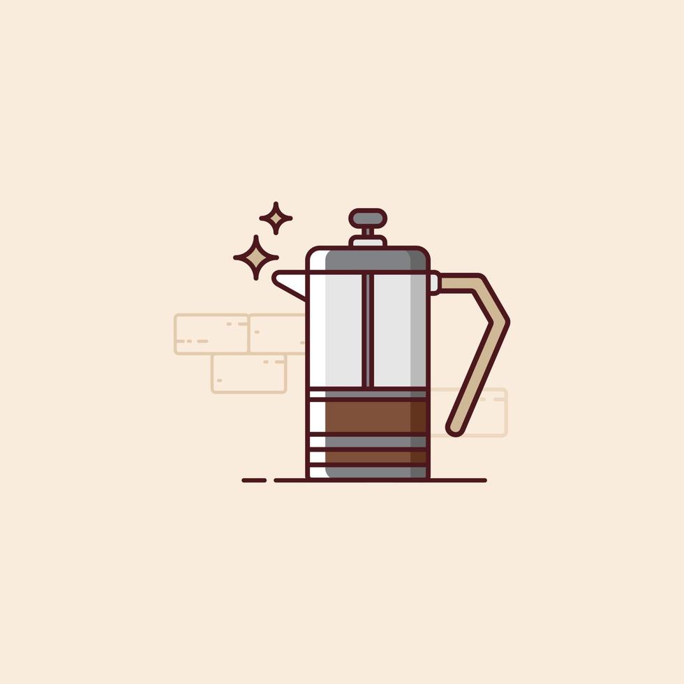 French press illustration in flat style vector