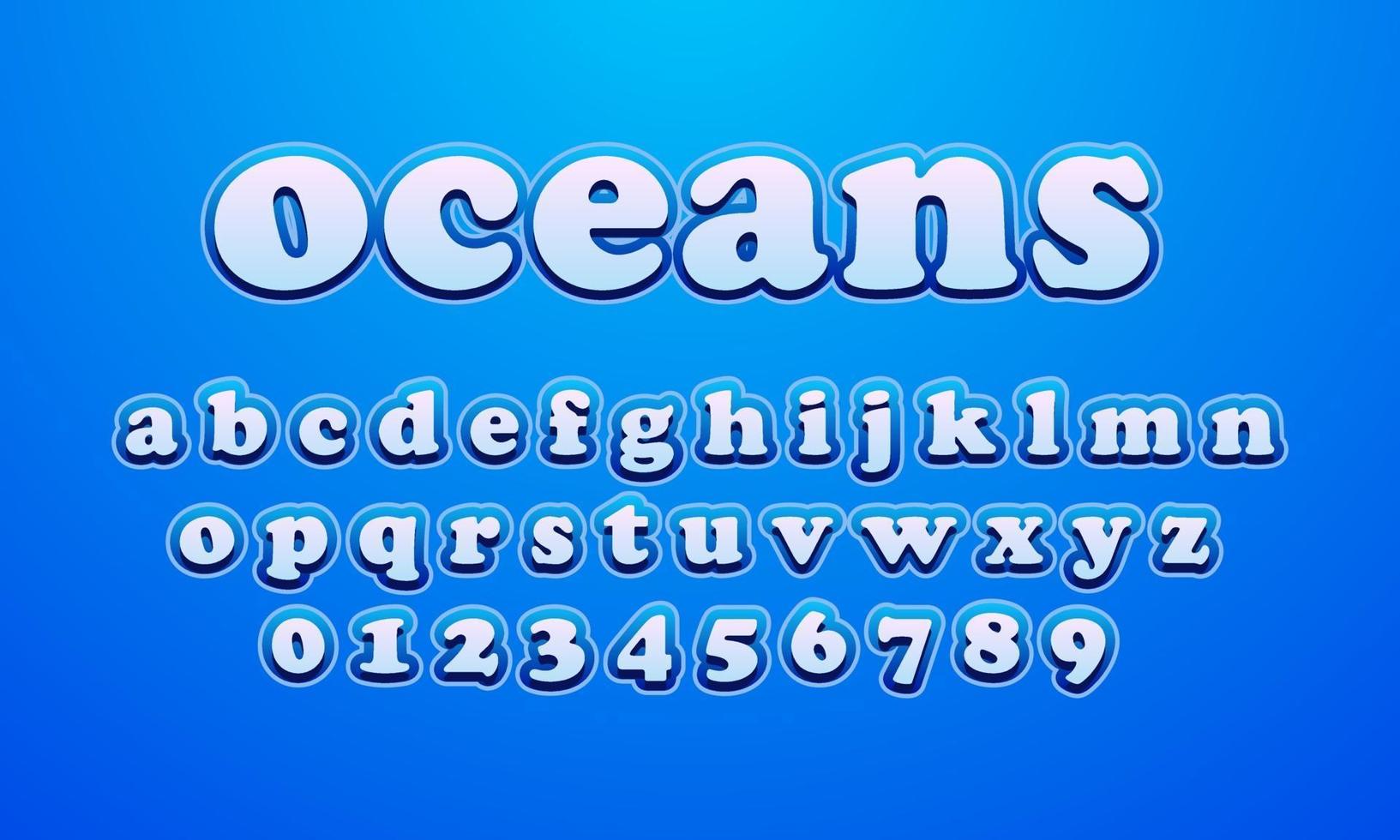 text effect oceans font alphabet vector