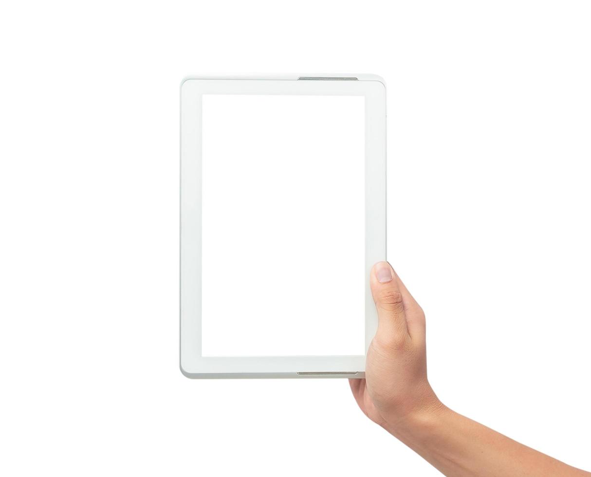 Person holding a tablet mock-up photo