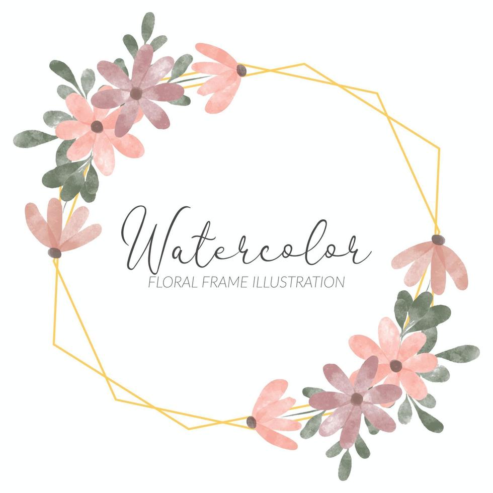 watercolor petal flower arrangement rustic frame vector