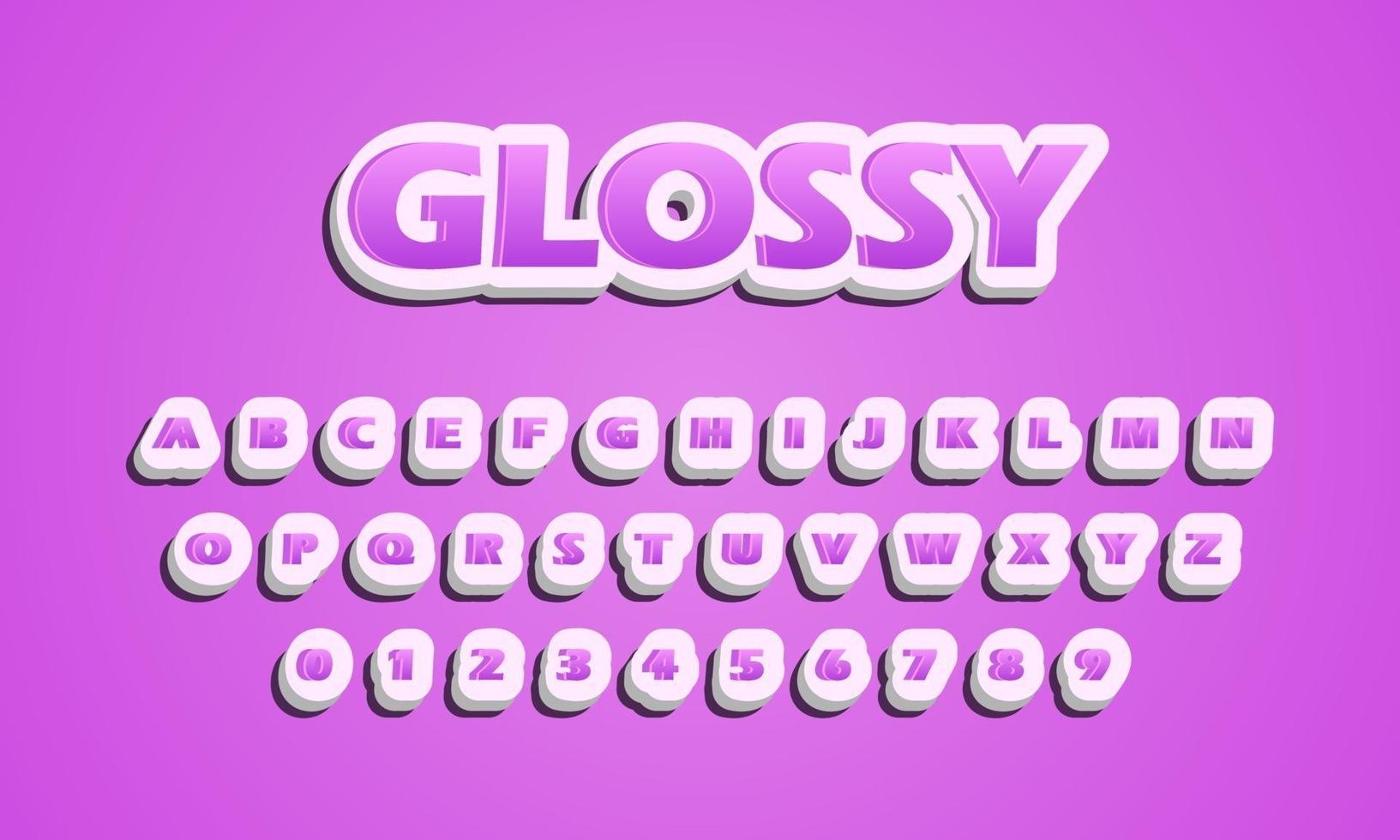 text effect glossy font alphabet vector