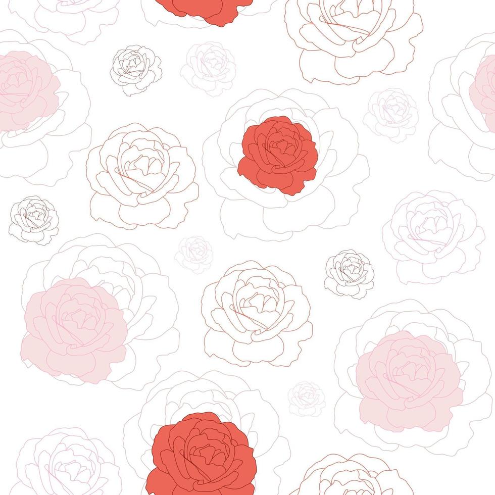 patrón floral transparente con rosas planas. vector