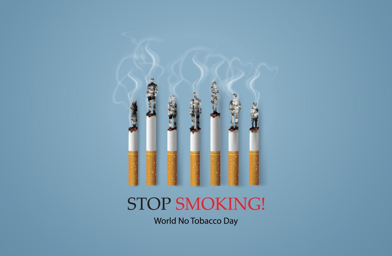 Anti-smoking graphic with burning cigarettes made of individual people vector