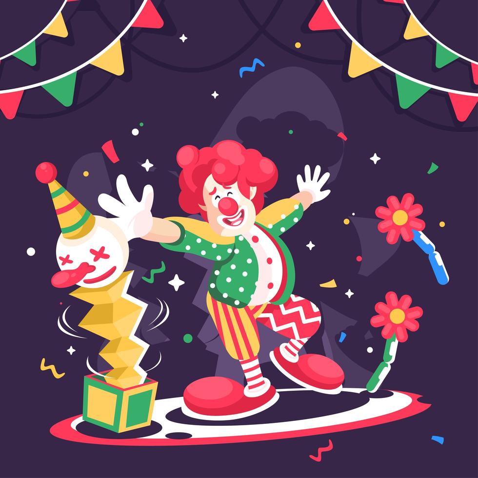 fiesta y jugar con lindo payaso vector