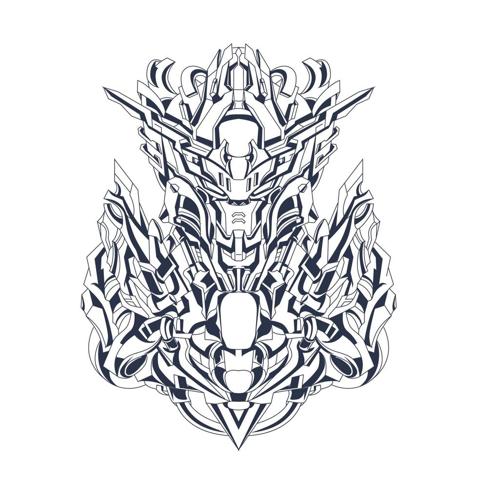 robotic inking illustration artwork vector