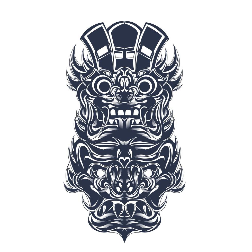 culture balinese indonesian inking illustration artwork vector