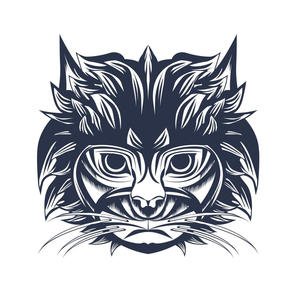 gato, indonesia, entintado, ilustración, ilustraciones vector