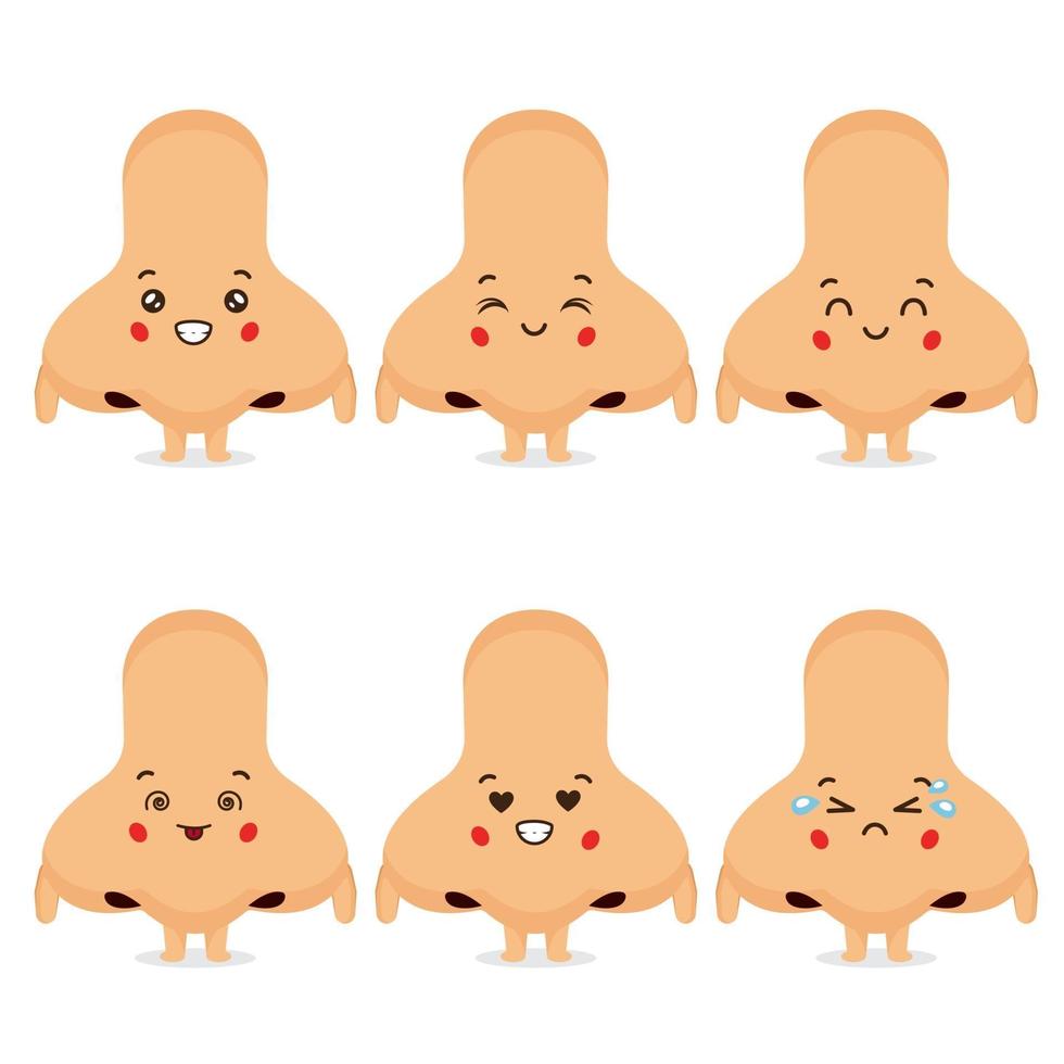 Cute Nose with Various Expression Set vector