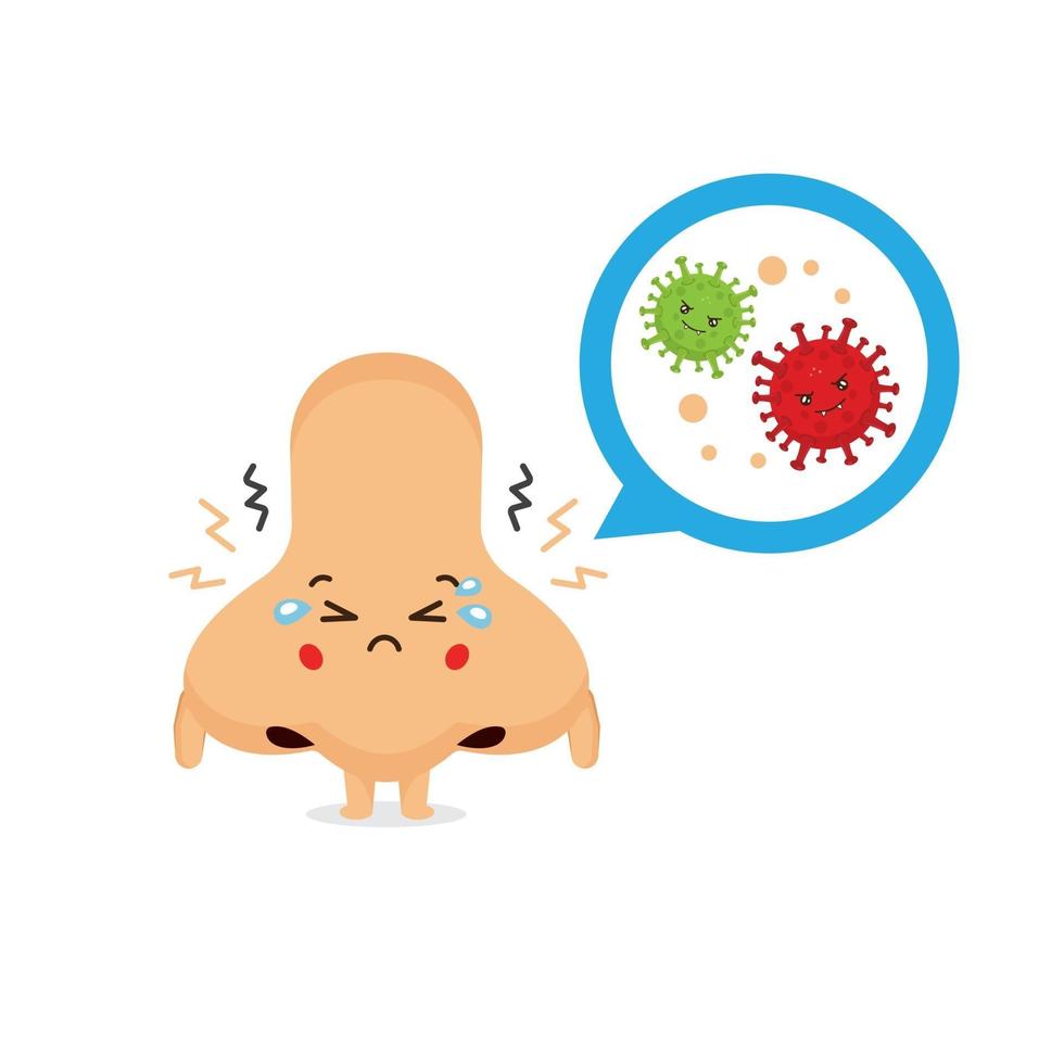 Cute Sad Nose with Bacteria vector