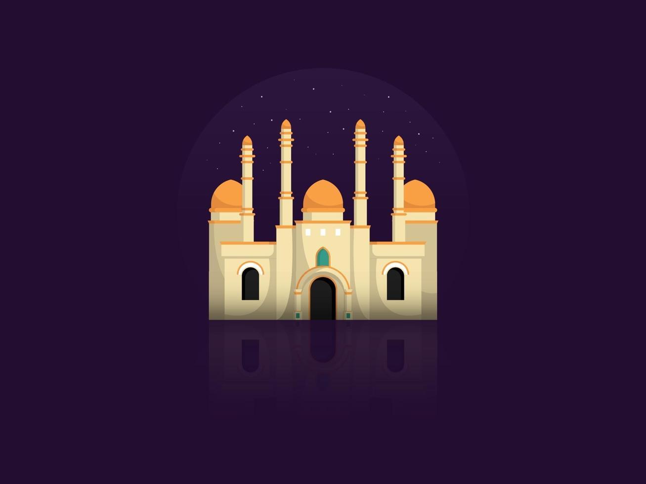Mosque building in midnight vector illustration
