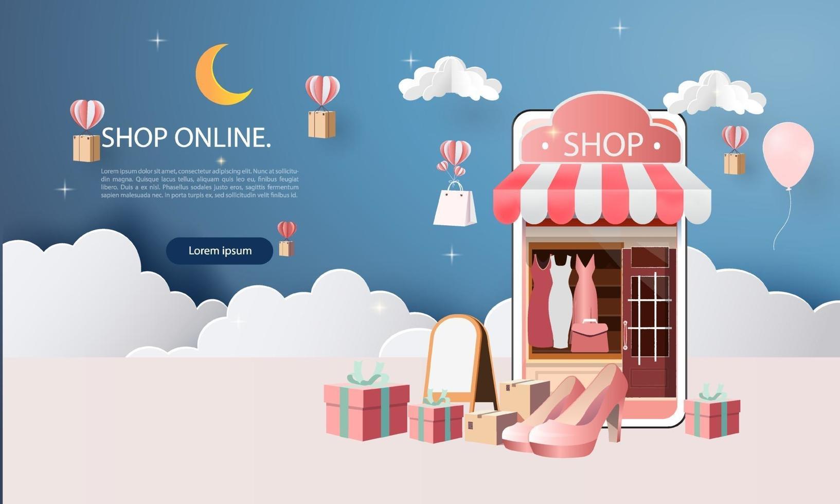 Sale banner for online shopping on smartphone vector
