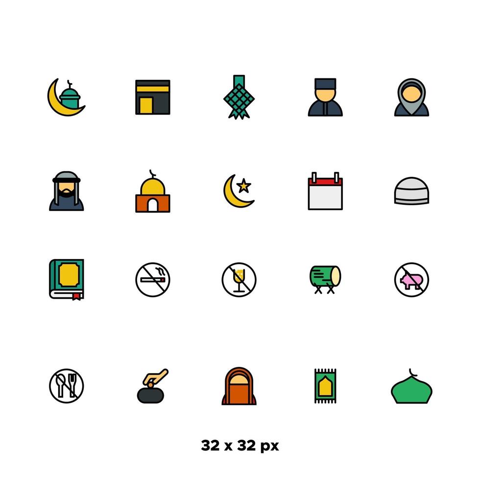 Ramadan Kareem icon set vector