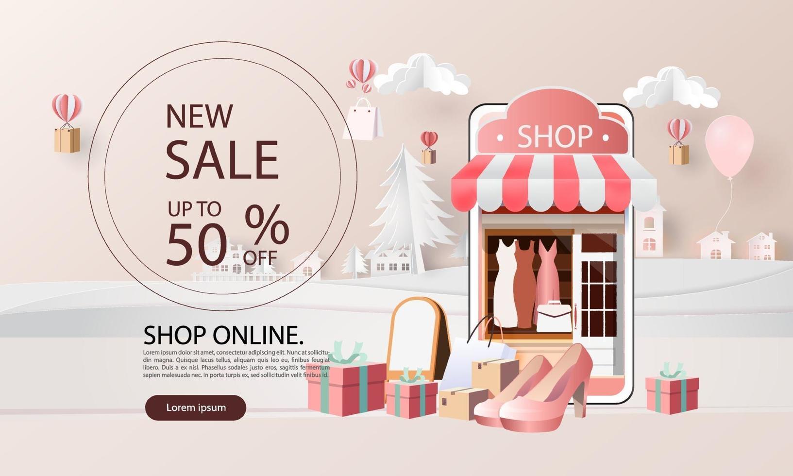 Sale banner for online shopping on smartphone vector