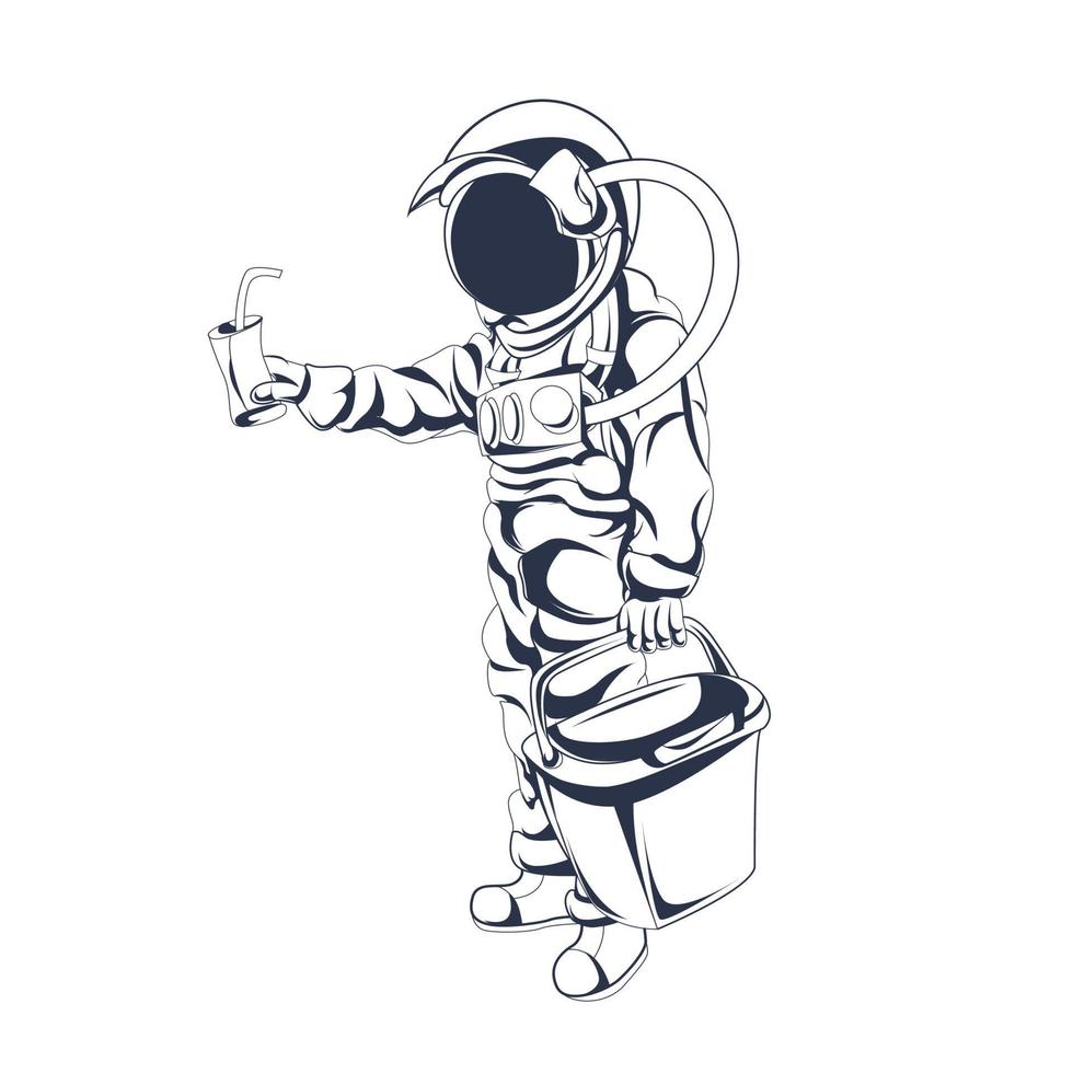astronaut shop inking illustration artwork vector