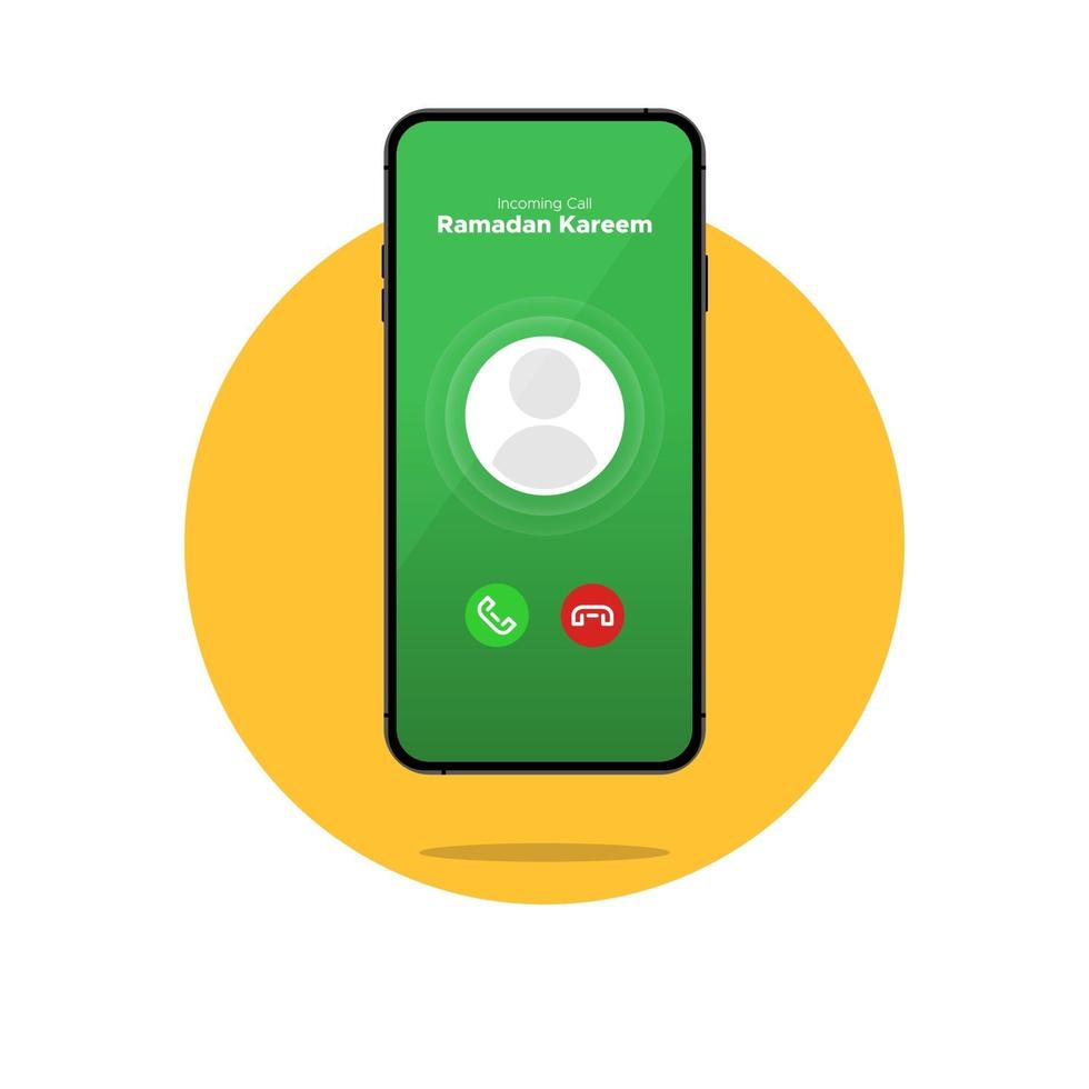 Smartphone with Ramadan Kareem incoming call vector