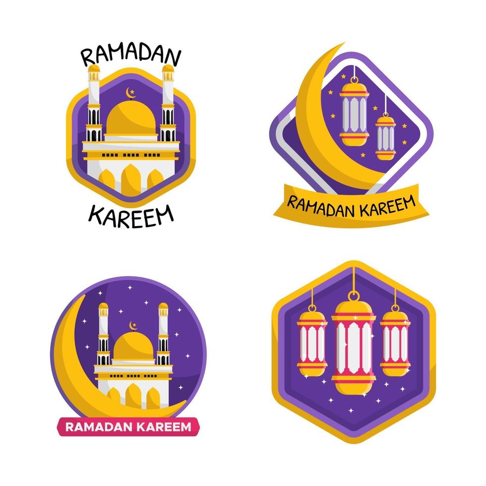 Ramadan Kareem greeting vector sticker set
