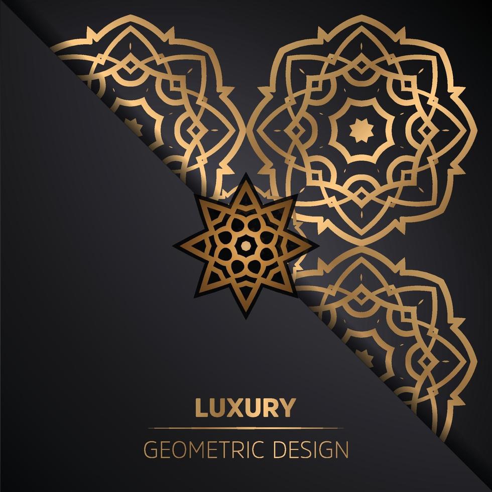 ornamental mandala design background in gold color vector