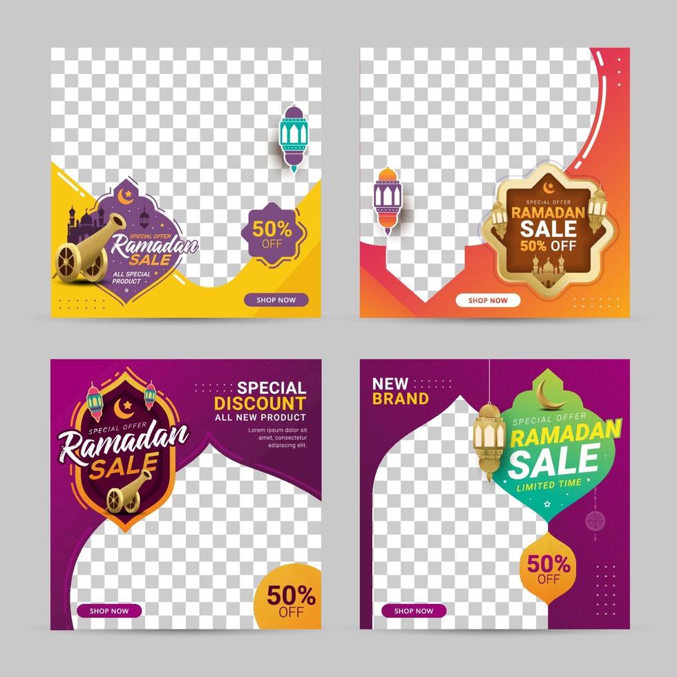 Ramadan sale discount square banner template promotion design vector