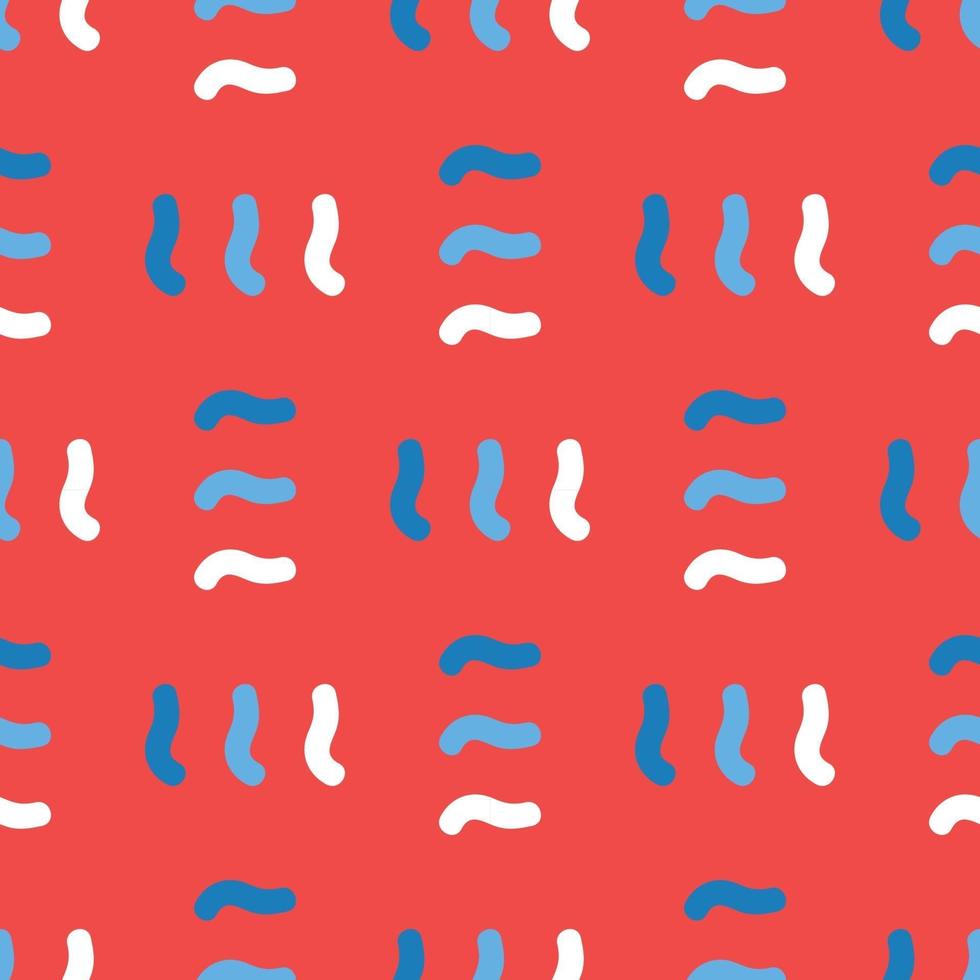 Vector seamless texture background pattern. Hand drawn, red, blue, white colors.