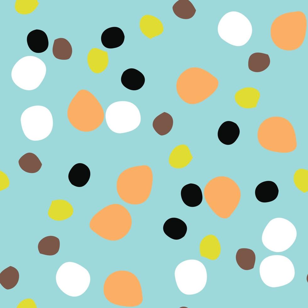 Vector seamless texture background pattern. Hand drawn, blue, brown, orange, yellow, white, black colors.