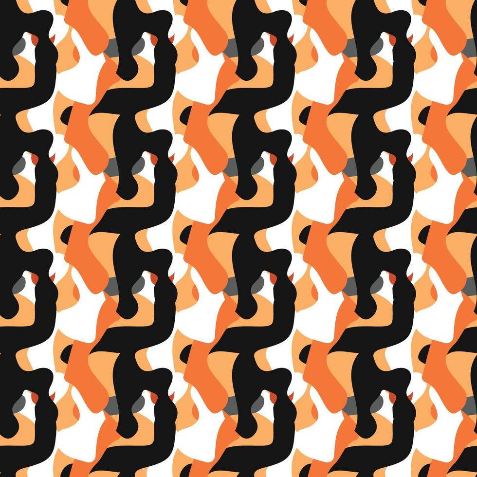 Vector seamless texture background pattern. Hand drawn, orange, black, grey, red, white colors.