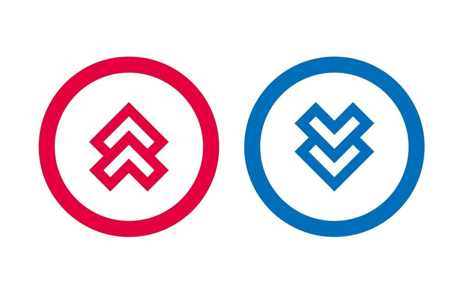 Arrow Up Down Icon BLue And Red Line Design vector