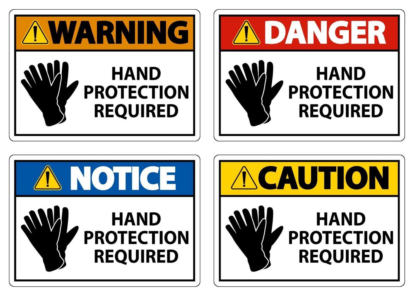 Protección de manos requerida signo establecido sobre fondo blanco. vector