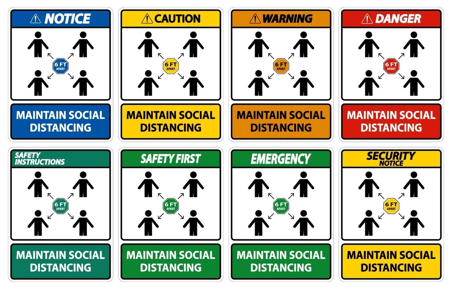 Maintain social distancing sign set vector