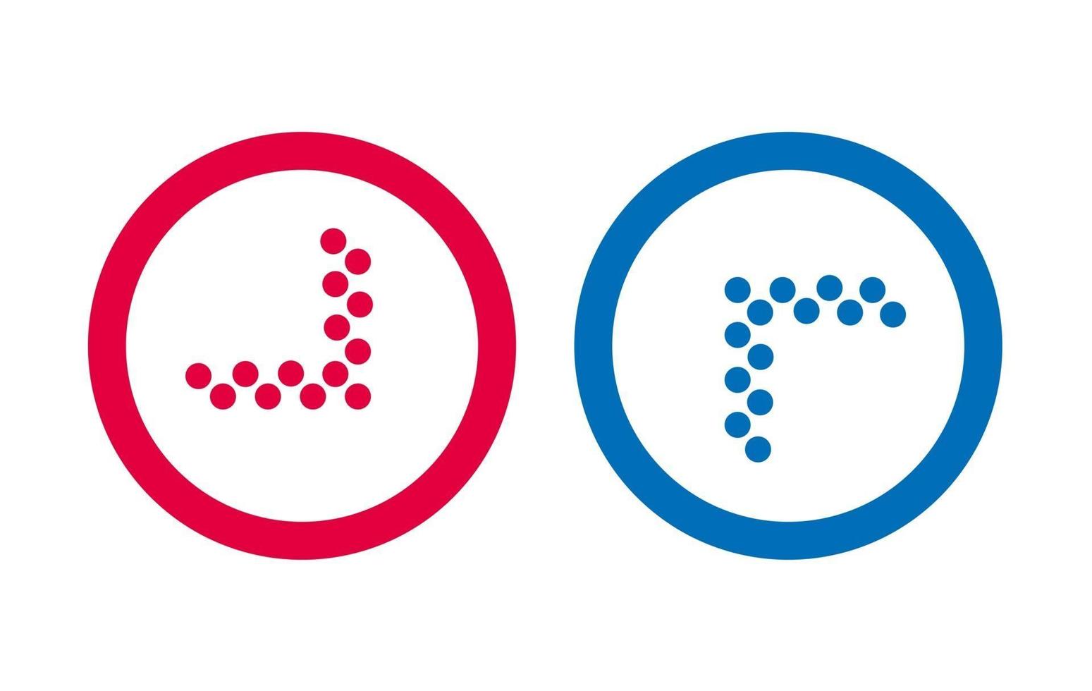 diseño icono línea flecha vector rojo y azul