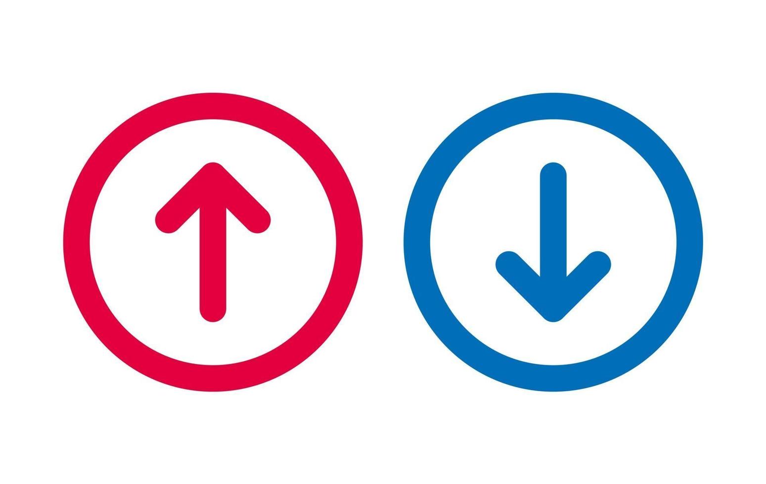 diseño arriba abajo icono de flecha azul y rojo vector