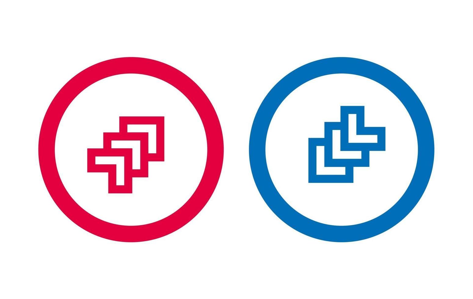 Arrow Design Line Red And Blue Icon vector