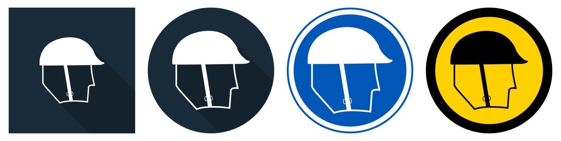 Symbol Wear Head Protection Sign set vector