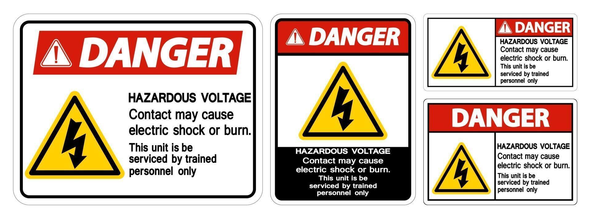 Danger Hazardous Voltage sign set vector