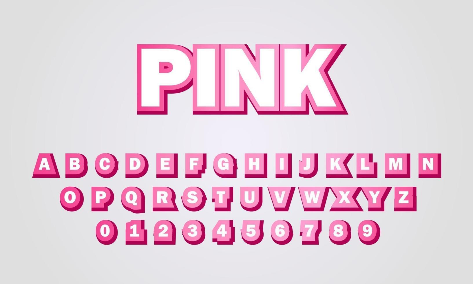 text effect pink font alphabet vector