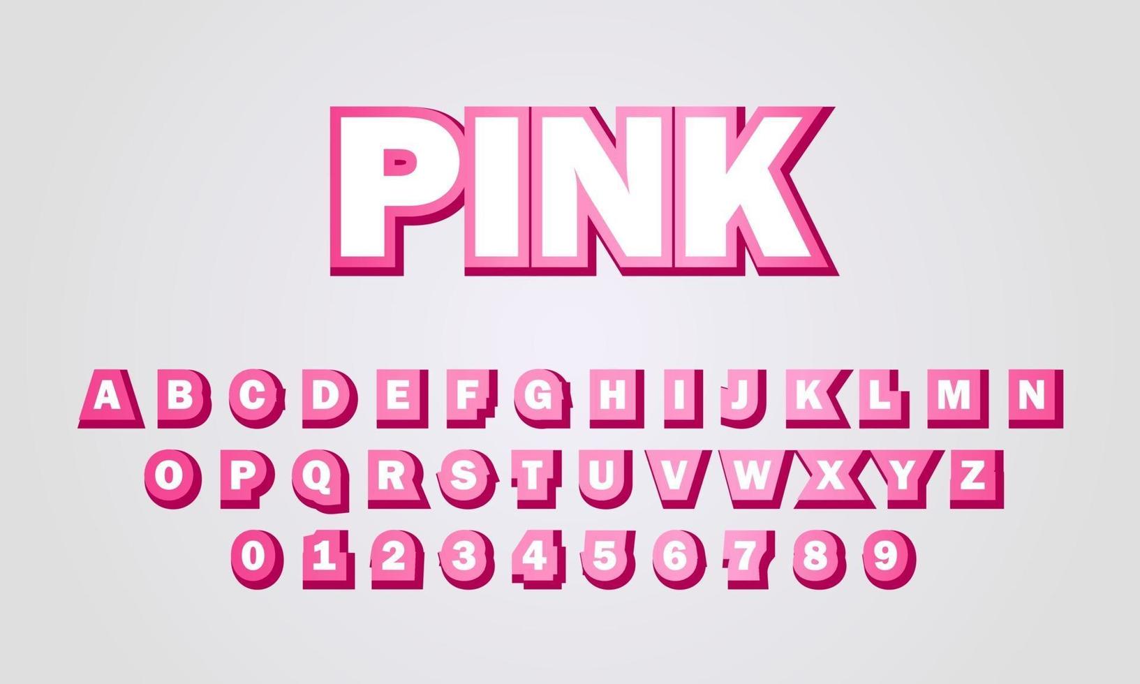 efecto de texto fuente rosa alfabeto vector