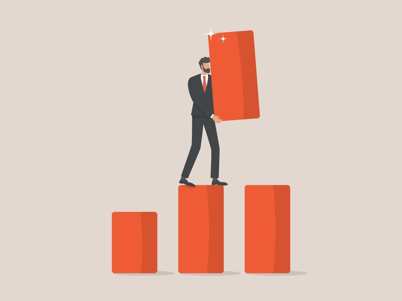 businessman building steps for his corporate career, business growth, success. vector