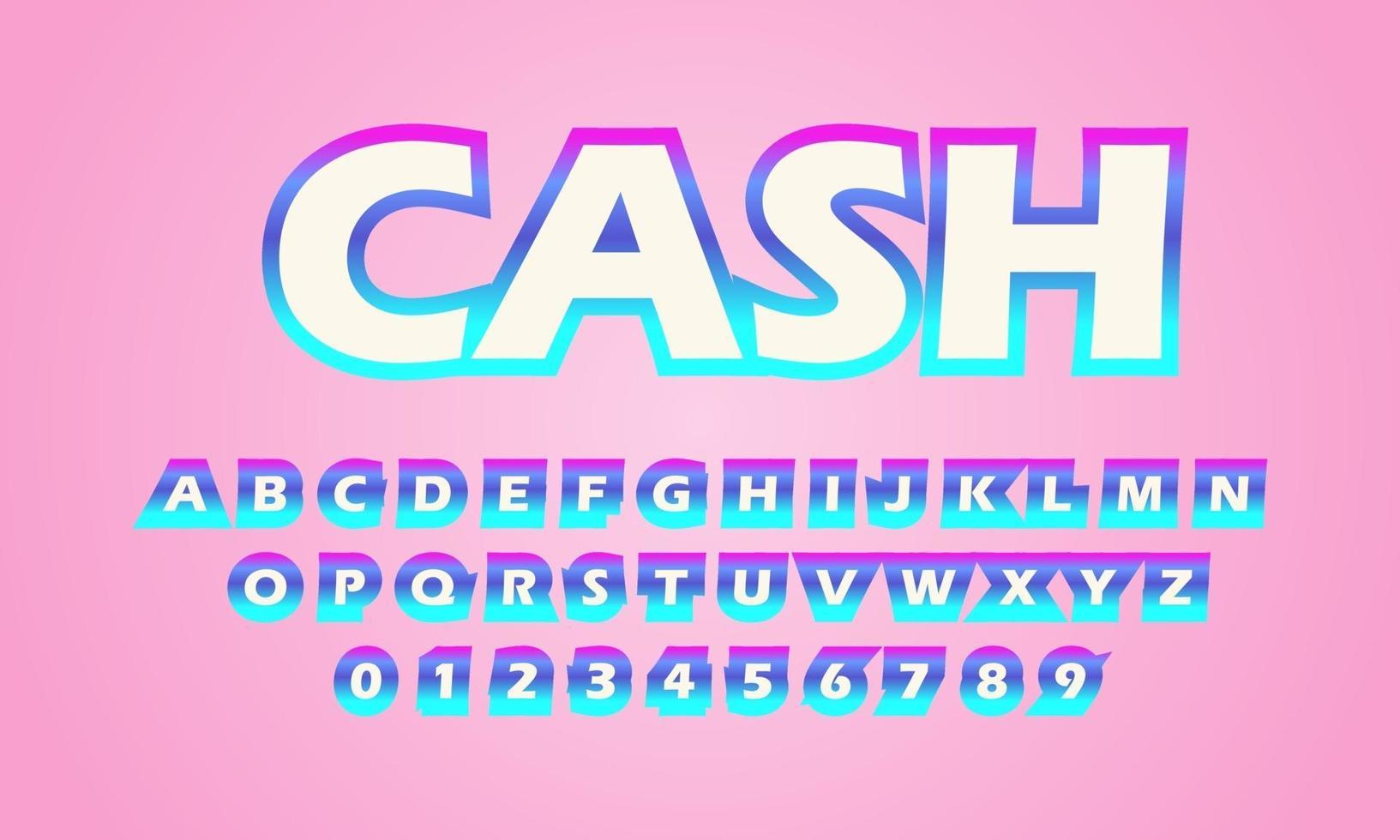 text effect cash font alphabet vector