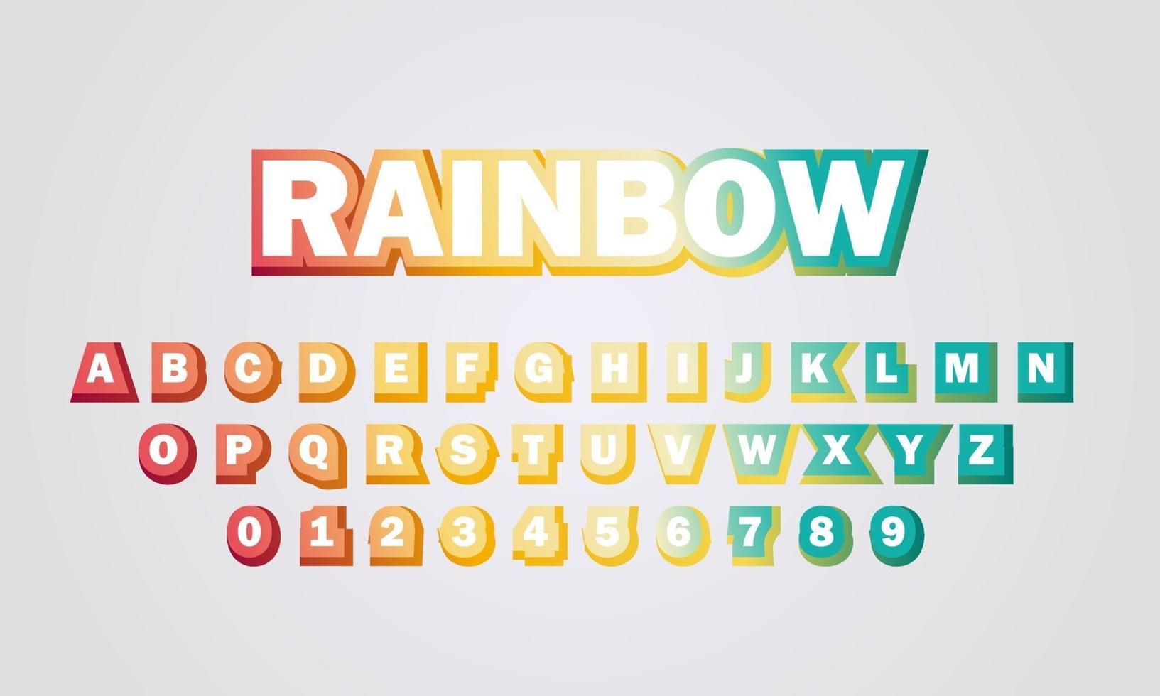 efecto de texto arco iris fuente alfabeto vector