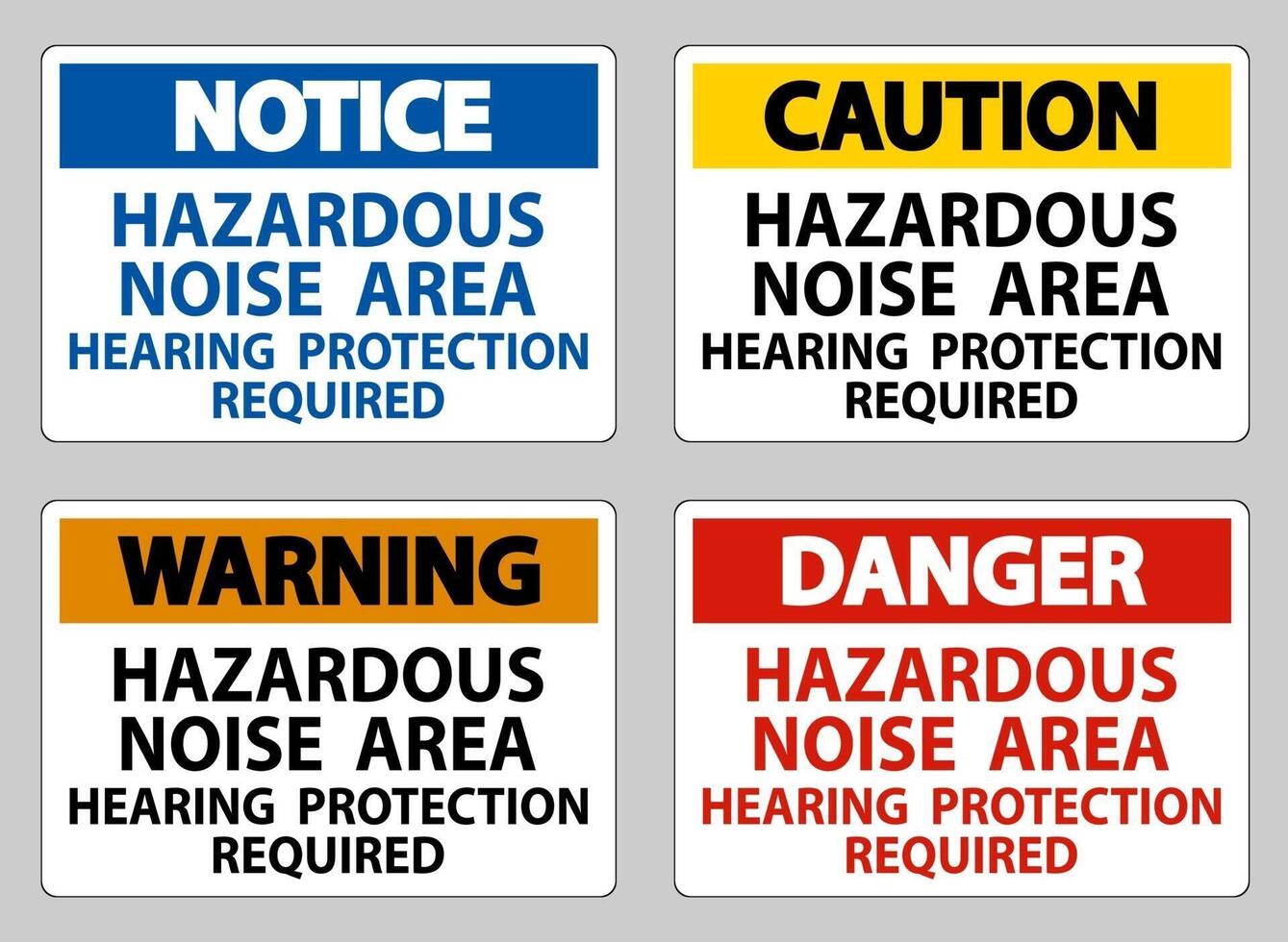 Hazardous Noise Area Hearing Protection Required sign set vector