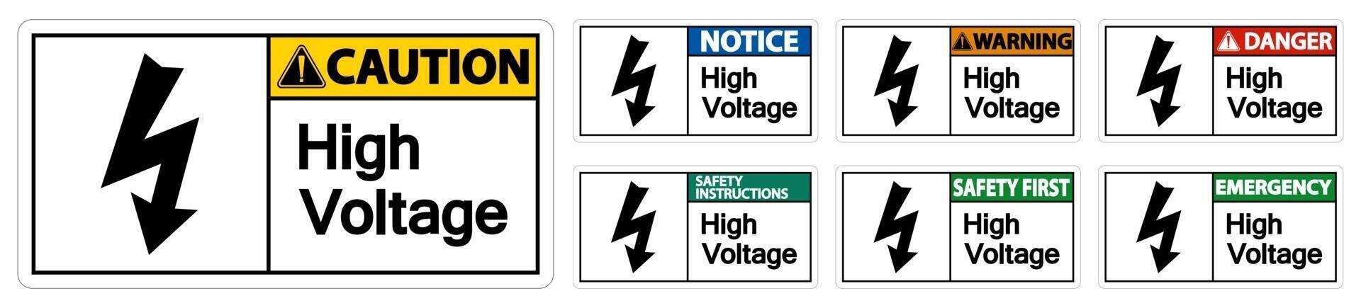 High voltage Sign Isolate On White Background set vector