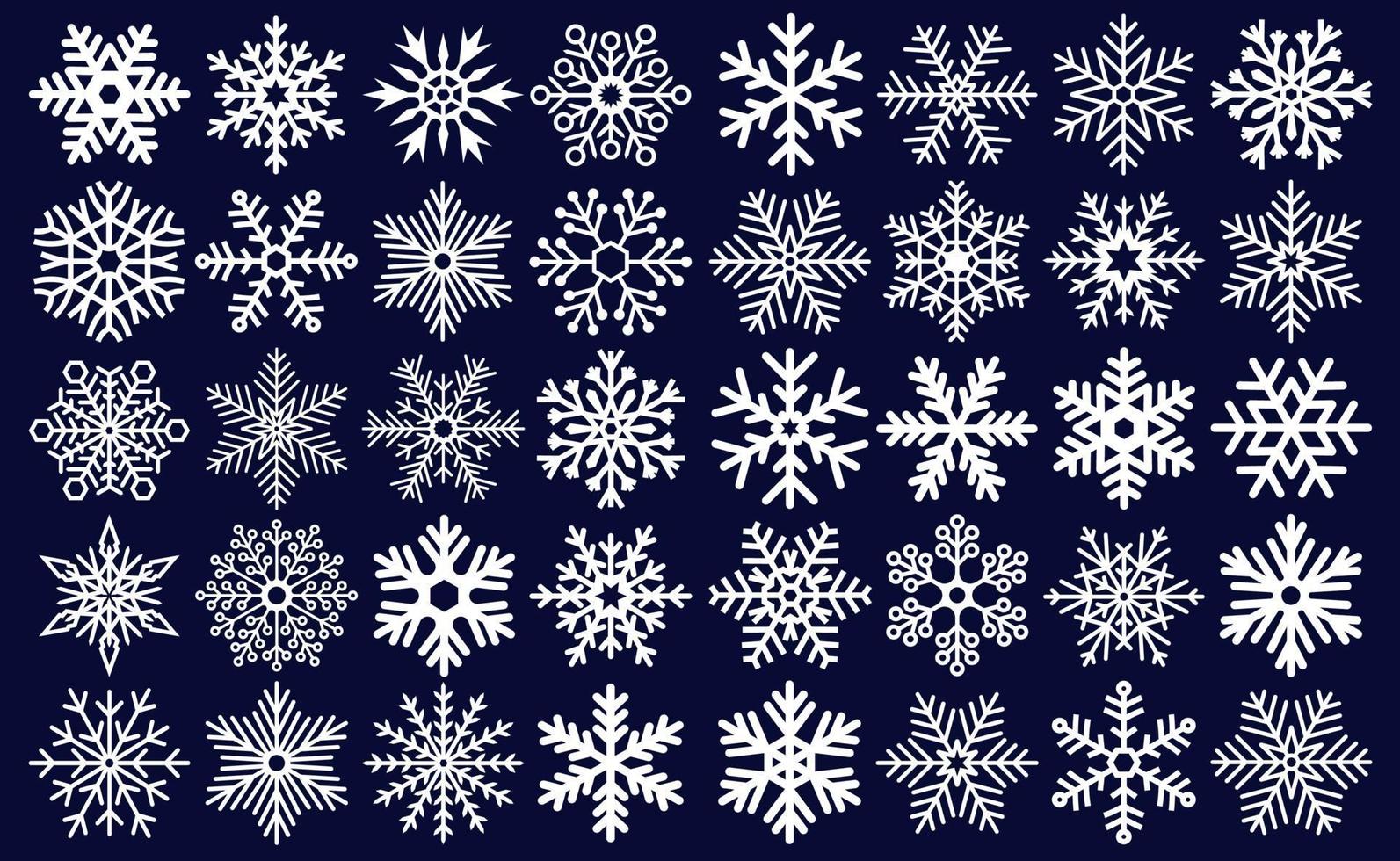 Icon collection of many different snowflakes - Vector illustration