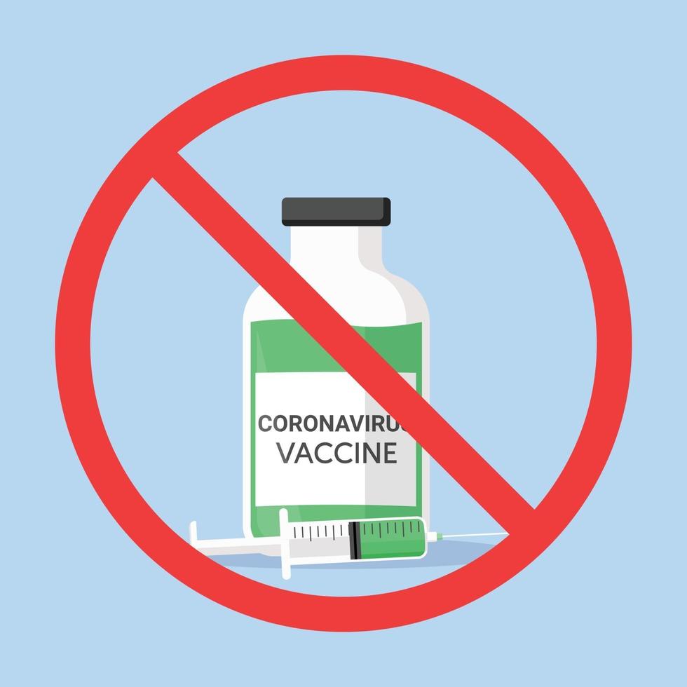 rejection of the coronavirus vaccine flat icon vector