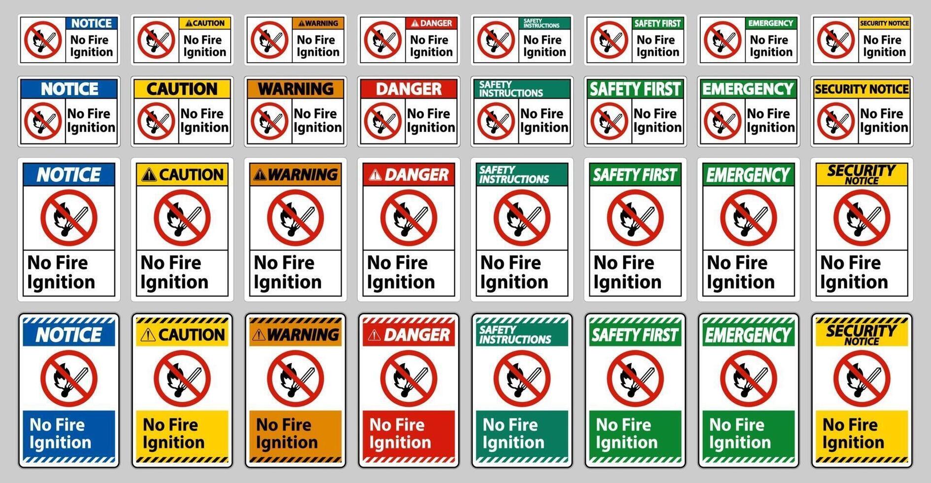 No Fire Ignition Symbol Sign set vector